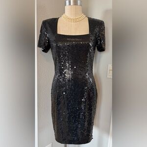 Vintage Niteline Sequin Stretchy Dress Black 12